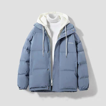 Yipinpay Thicken Women Coats And Jackets Winter Casual Fake Two Piece Cotton Jacket Stitching Hood